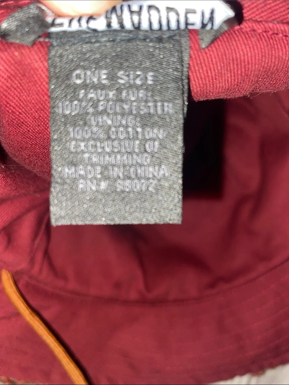 Steve Madden Rust Brown Textured Bucket Hat with Cream Accents